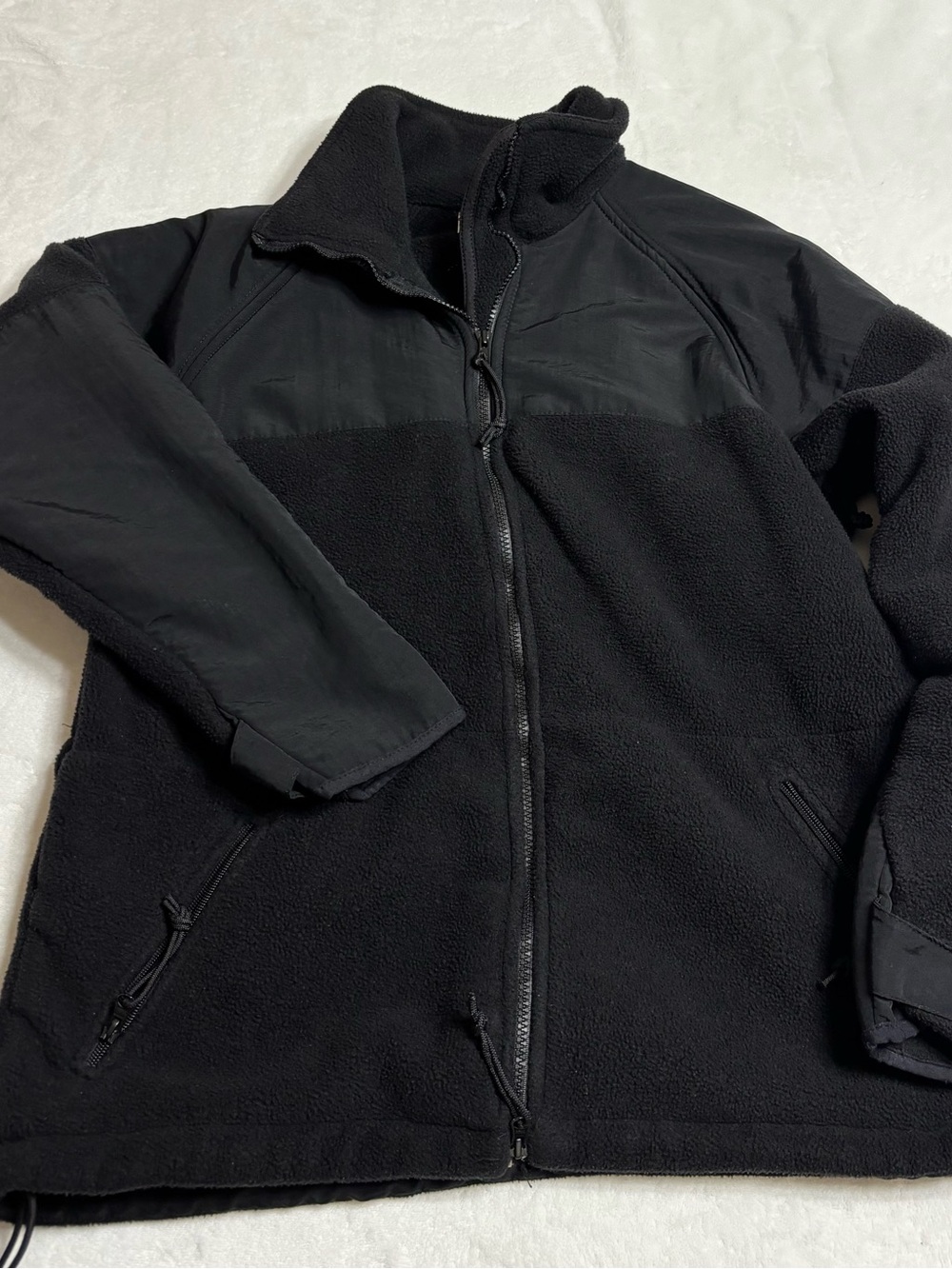 Men's Black Military-Style Fleece Jacket